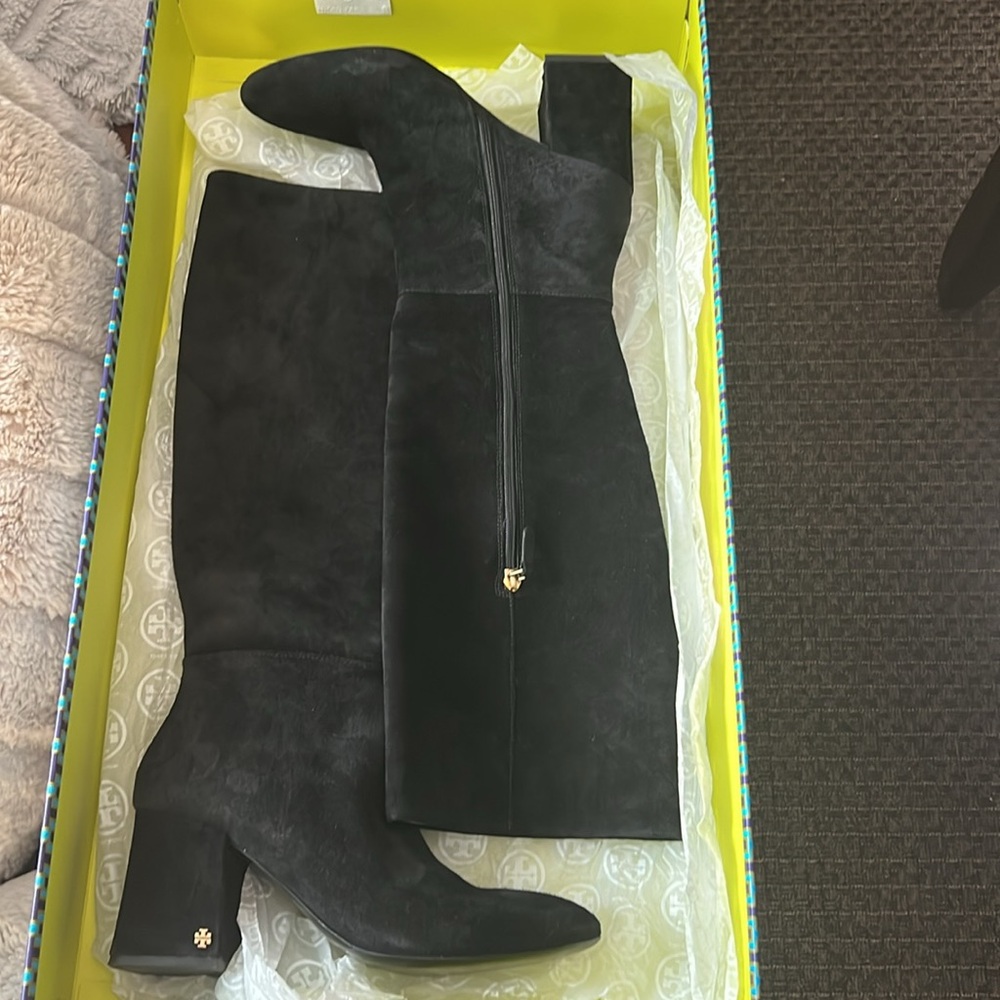 Tory Burch Suede Black Heeled Boots